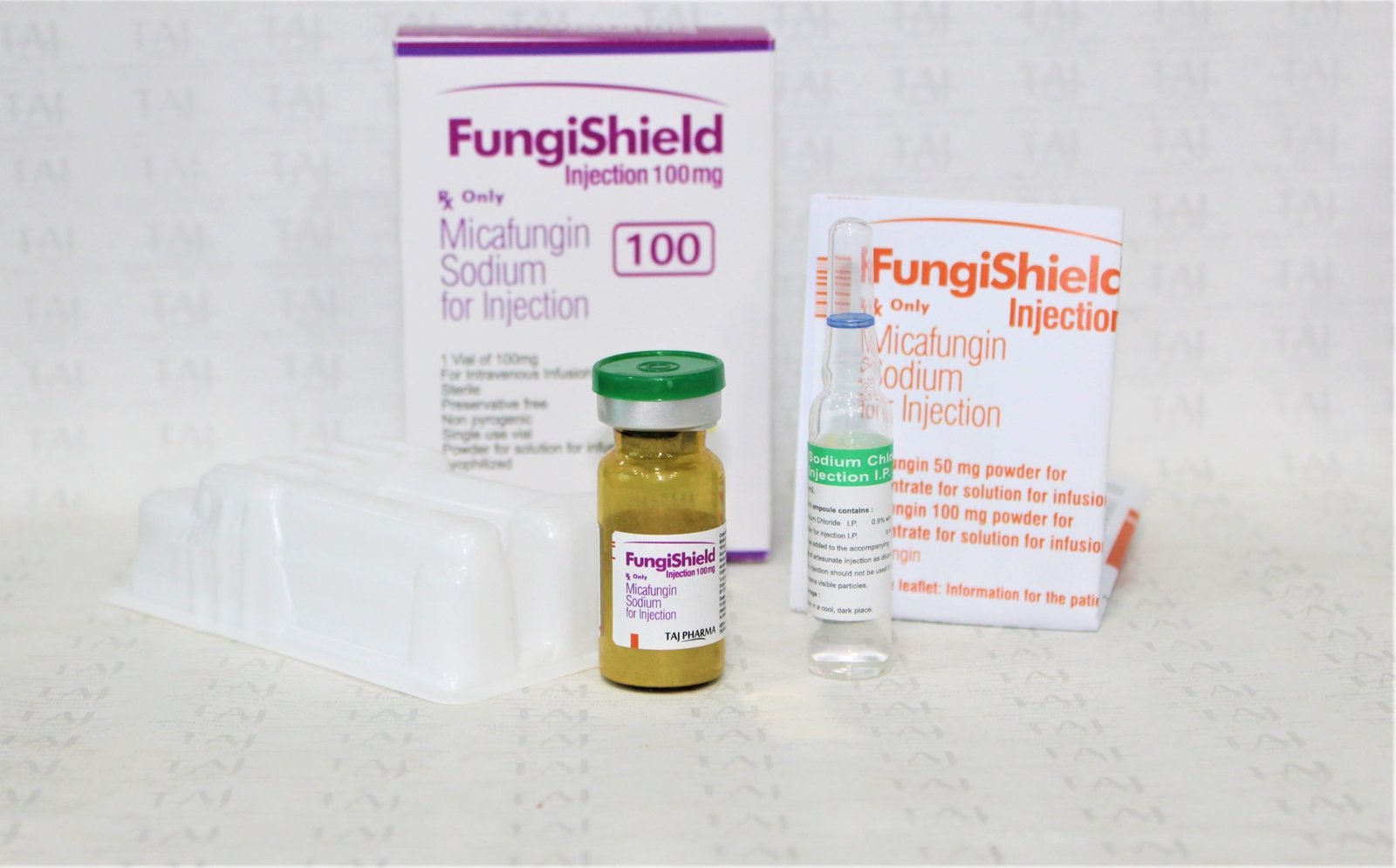 Taj Pharmaceuticals, one of the leading Micafungin sodium for injection 100 mg Manufacturers India brings the best-quality products. The company carries the rich experience in the niche. Taj Pharmaceuticals is reputed manufacturer and Micafungin sodium for injection 100 mg suppliers in India