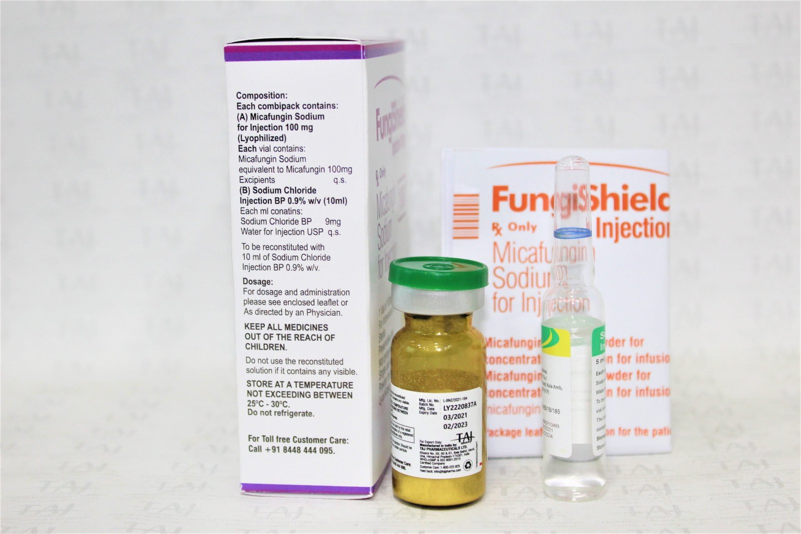 Micafungin sodium for injection 100 mg, Micafungin sodium for injection 100 mg Supplier, Micafungin sodium for injection 100 mg Exporters from India. Taj Pharma holds excellent record in manufacturing of Micafungin sodium for injection 100 mg from India.