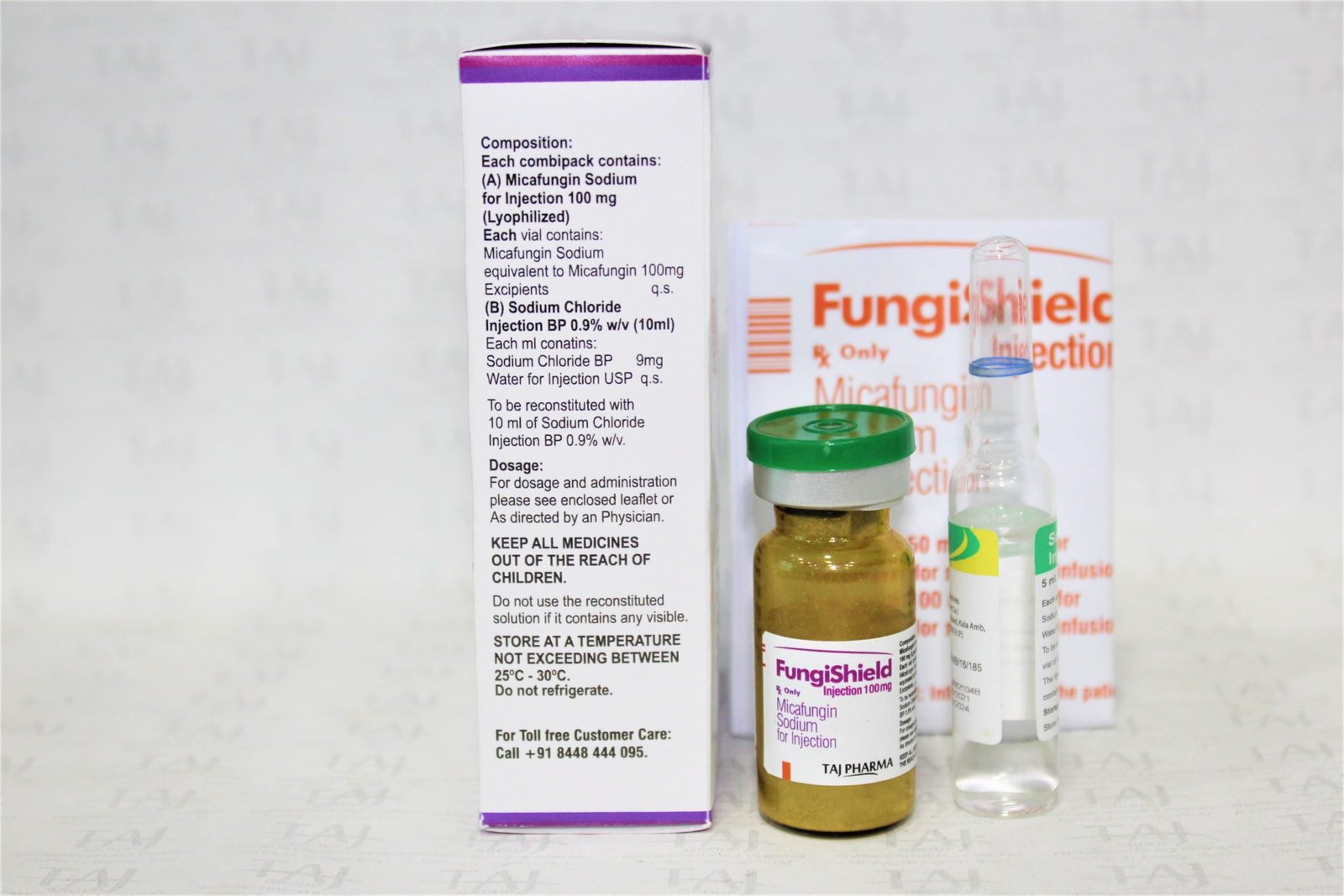 Taj Pharma is one of the leading Micafungin sodium for injection 100 mg manufacturers in India, and it caters the needs of the significant Micafungin sodium for injection 100 mg suppliers, wholesalers, and distributors