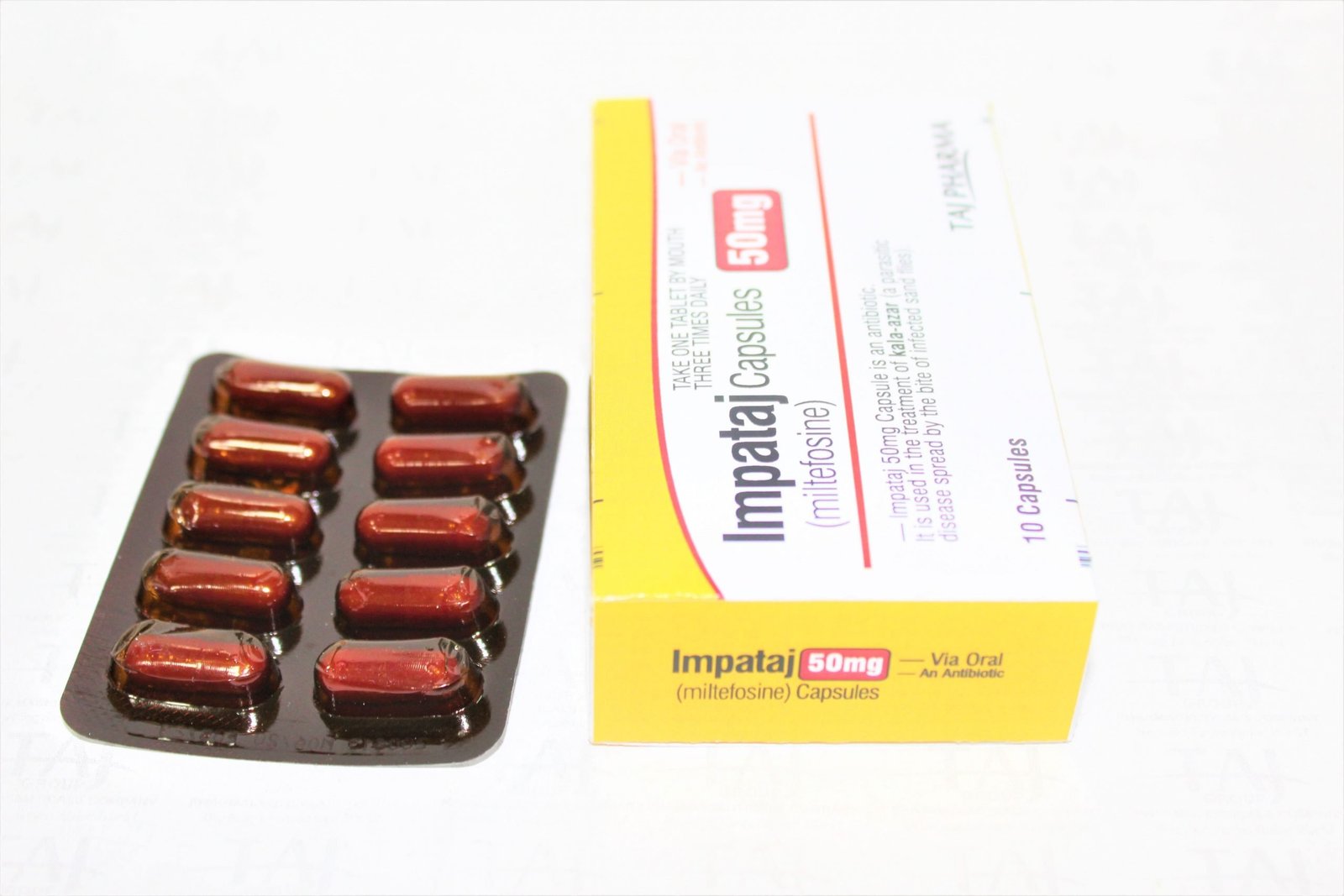 Miltefosine 50 mg capsules, Miltefosine 50 mg capsules Supplier, Miltefosine 50 mg capsules Exporters from India. Taj Pharma holds excellent record in manufacturing of Miltefosine 50 mg capsules from India.