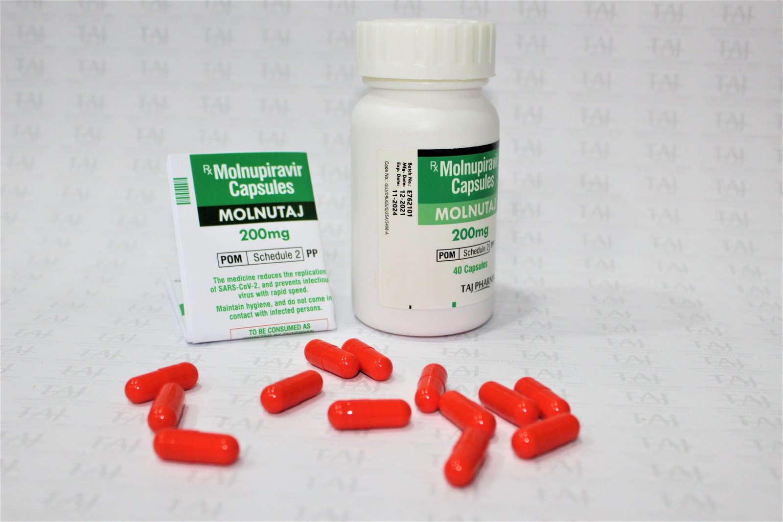 The company carries the rich experience in manufacturing of Molnupiravir capsules 200 mg. Taj Pharmaceuticals is reputed manufacturer and Molnupiravir capsules 200 mg suppliers from India. Get contact for Molnupiravir capsules 200 mg manufacturing companies from India.