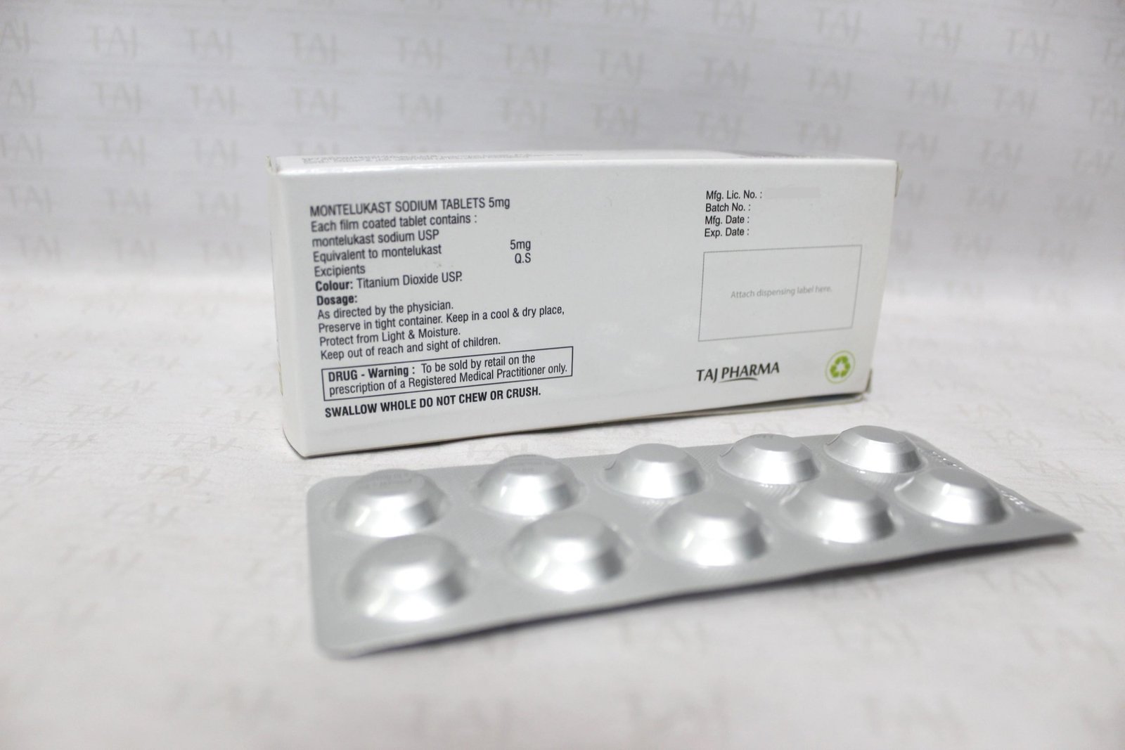 Taj Pharmaceuticals, the well-known API Manufacturer in India gives the assurance of high-quality and purity. The stringent quality-control ensures that every batch of the drug brings a consistent standard. Montelukast-Sodium-USP-tablet-5mg