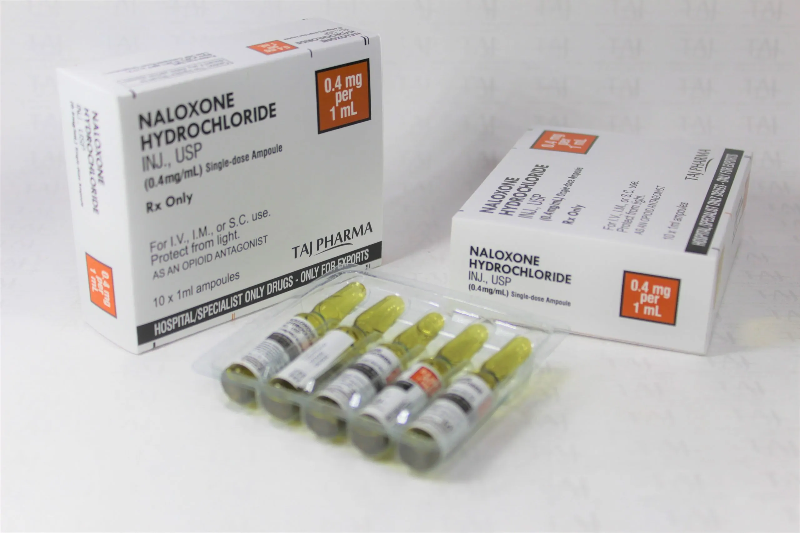 Naloxone Hydrochloride Injection USP 0.4mg/1ml Manufacturer in India gives the assurance of high-quality and purity. The company carries the rich experience in the niche manufacturing of Naloxone Hydrochloride Injection USP 0.4mg/1ml. Taj Pharmaceuticals is reputed manufacturer and Naloxone Hydrochloride Injection USP 0.4mg/1ml suppliers in India.