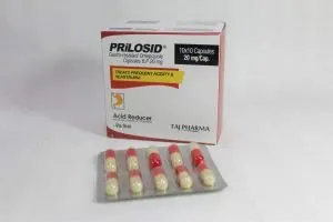 Taj Pharma is one of the leading Omeprazole 20mg Gastro-resistant Capsules (Prilosid) manufacturers in India, and it caters the needs of the significant Omeprazole 20mg Gastro-resistant Capsules (Prilosid) suppliers, wholesalers, and distributors