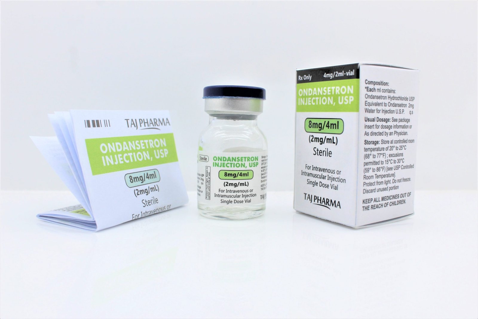 Taj Pharma India is one of the prominent Ondansetron Injections 8mg/4ml USP Suppliers, exporters & Manufacturers in PAN India. FDA & GMP Approved Contract Manufacturers. Taj Pharma is well known Ondansetron Injections supplier & Manufacturer in PAN India. FDA & GMP Approved Contract Manufacturers, Exporter.