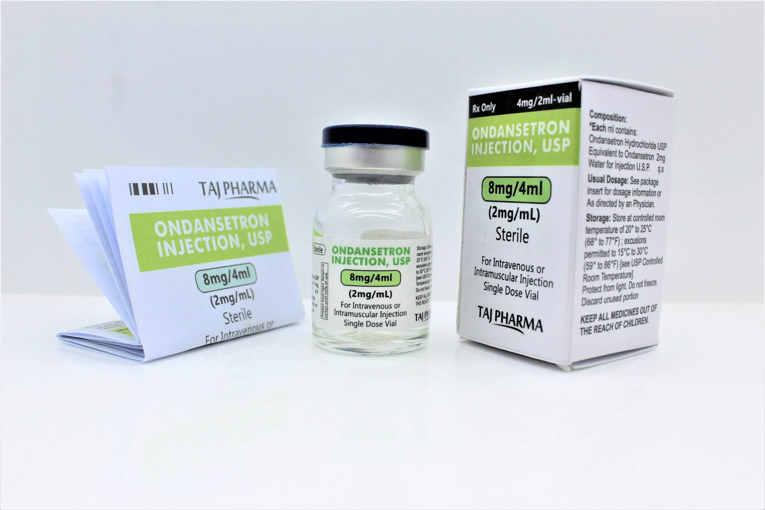 Taj Pharma is one of India’s leading Suppliers, manufacturers, and Exporters of Ondansetron Injections 8mg/4ml USP in India and the International market. Taj Pharma holds an excellent record in manufacturing Ondansetron Injections USP from India. We have superior manufacturing facilities for Ondansetron Injections 8mg/4ml.