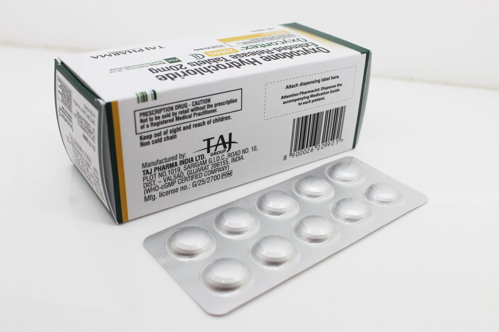 Oxycodone Hydrochloride 20mg Tablets Manufacturer