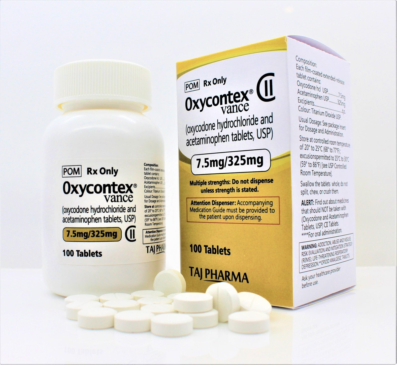 Top Oxycodone Hydrochloride and Acetaminophen Tablet USP (7.5 mg + 375 mg) Manufacturer from Mumbai
