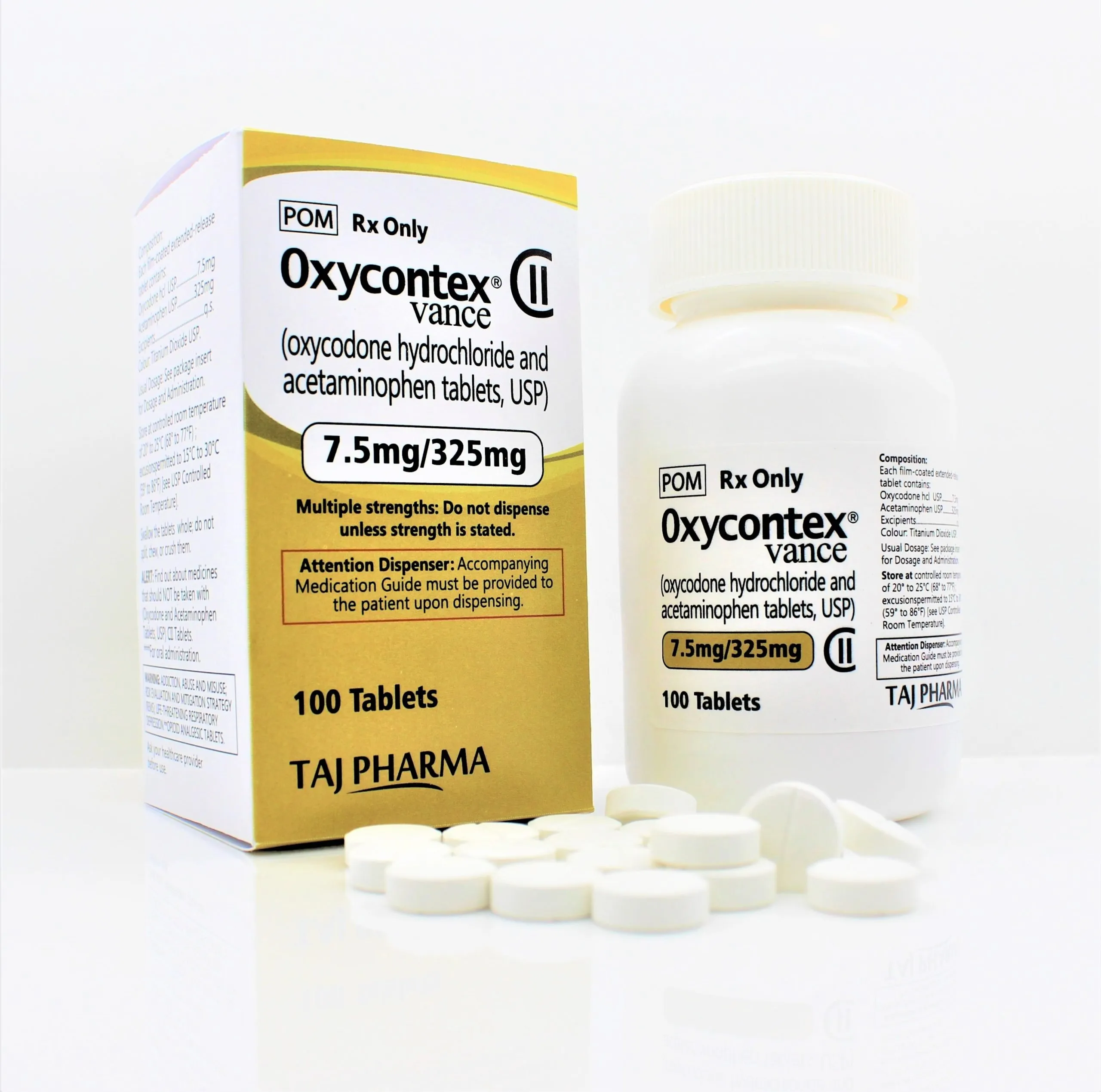 Oxycodone Hydrochloride and Acetaminophen Tablet USP (7.5 mg + 375 mg) Manufacturer from Mumbai