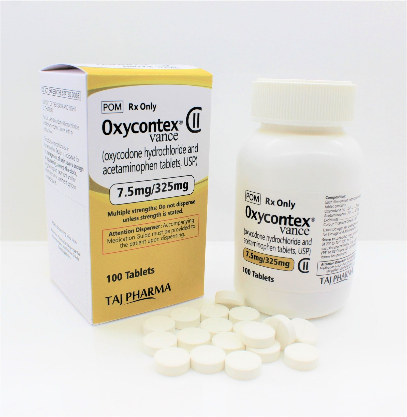 Oxycodone Hydrochloride and Acetaminophen Tablet USP (7.5 mg + 375 mg) Manufacturers Suppliers Exporters in India