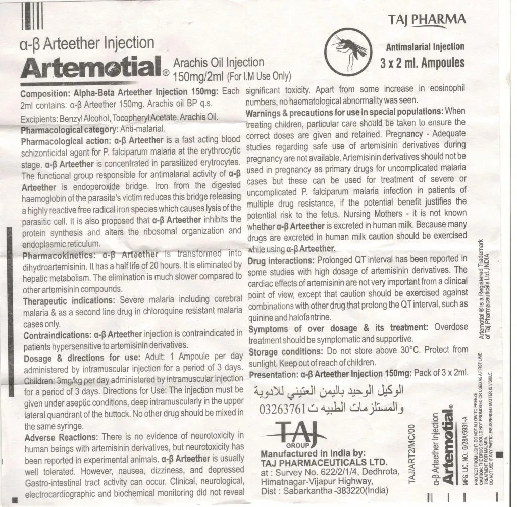 Antimalarial Drugs - Alpha Beta Arteether Injection
