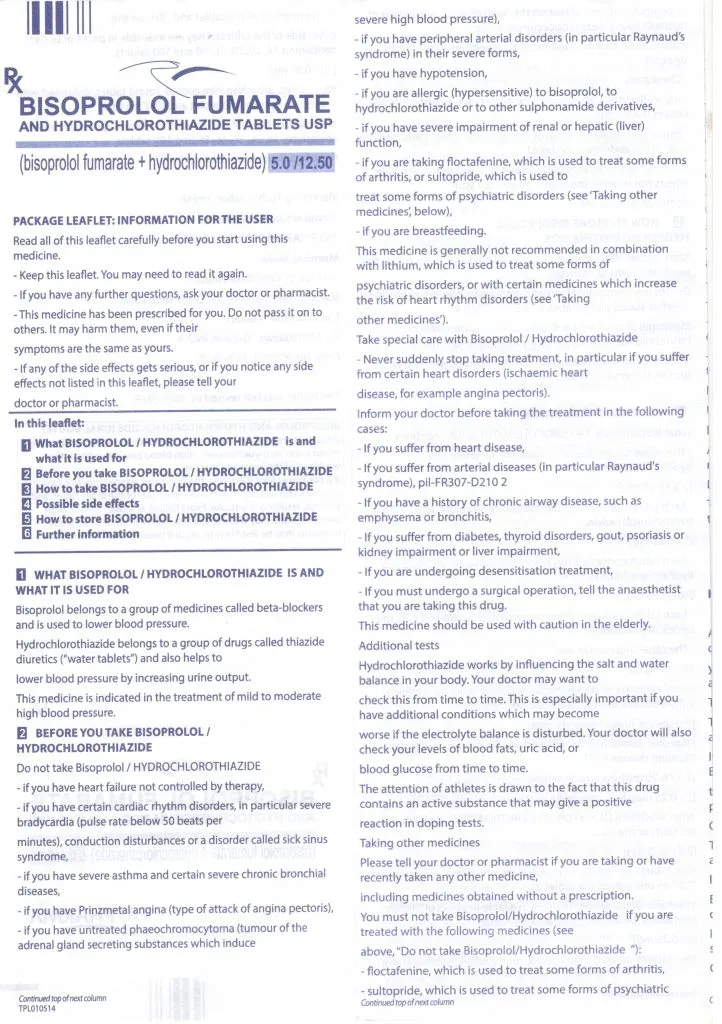Bisoprolol-Hydrochlorothiazide Oral : Uses, Side Effects