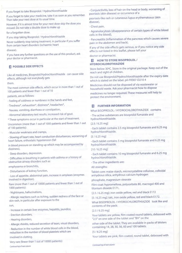 Bisoprolol-Hydrochlorothiazide Oral : Uses, Side Effects