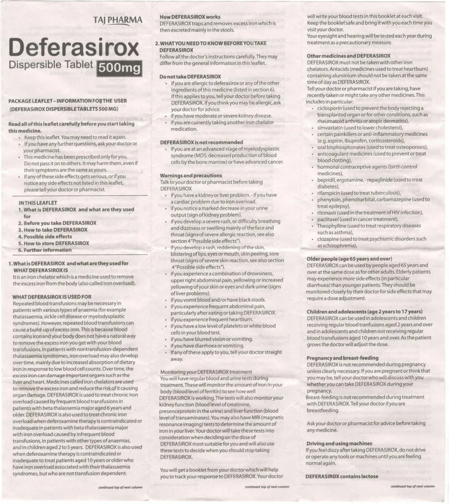 Deferasirox: Uses, Dosage, Side Effects, Interactions