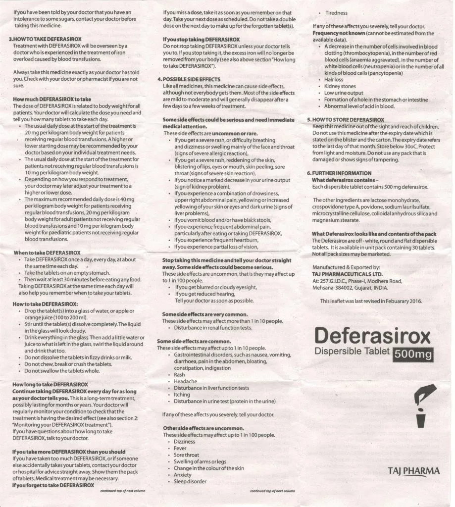 Deferasirox: Uses, Dosage, Side Effects, Interactions