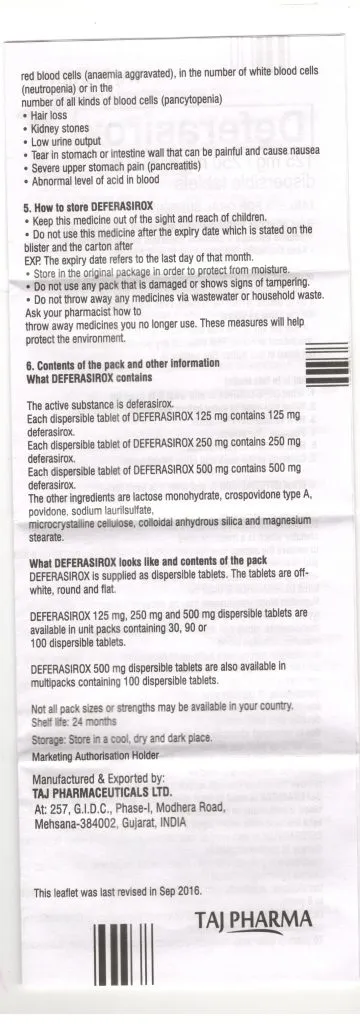 Deferasirox for removing excess iron