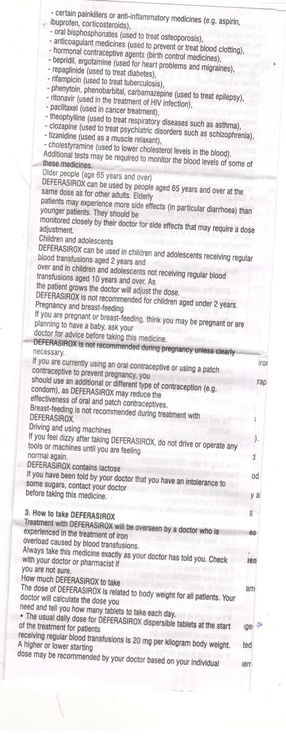 Deferasirox for removing excess iron Package leaflet Information for the patient Deferasirox dispersible tablet 125 mg 250 mg and 500-taj-pharma