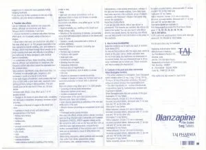 Taj Pharmaceuticals company carries the rich experience in the niche manufacturing of Olanzapine Tablets USP 5mg. Taj Pharmaceuticals is reputed manufacturer and Olanzapine Tablets USP 5mg suppliers in India prefer Taj Pharmaceuticals due to the reliability and purity of products.Taj Pharmaceuticals, the well-known Olanzapine Tablets USP 5mg API manufacturer in India gives the assurance of high-quality and purity. Olanzapine Side Effects, Dosage, Uses, and More