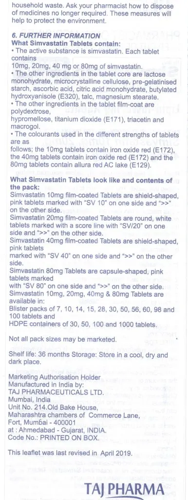 Simvastatin 20mg, 40mg Side Effects, Dosage, Usage, and More