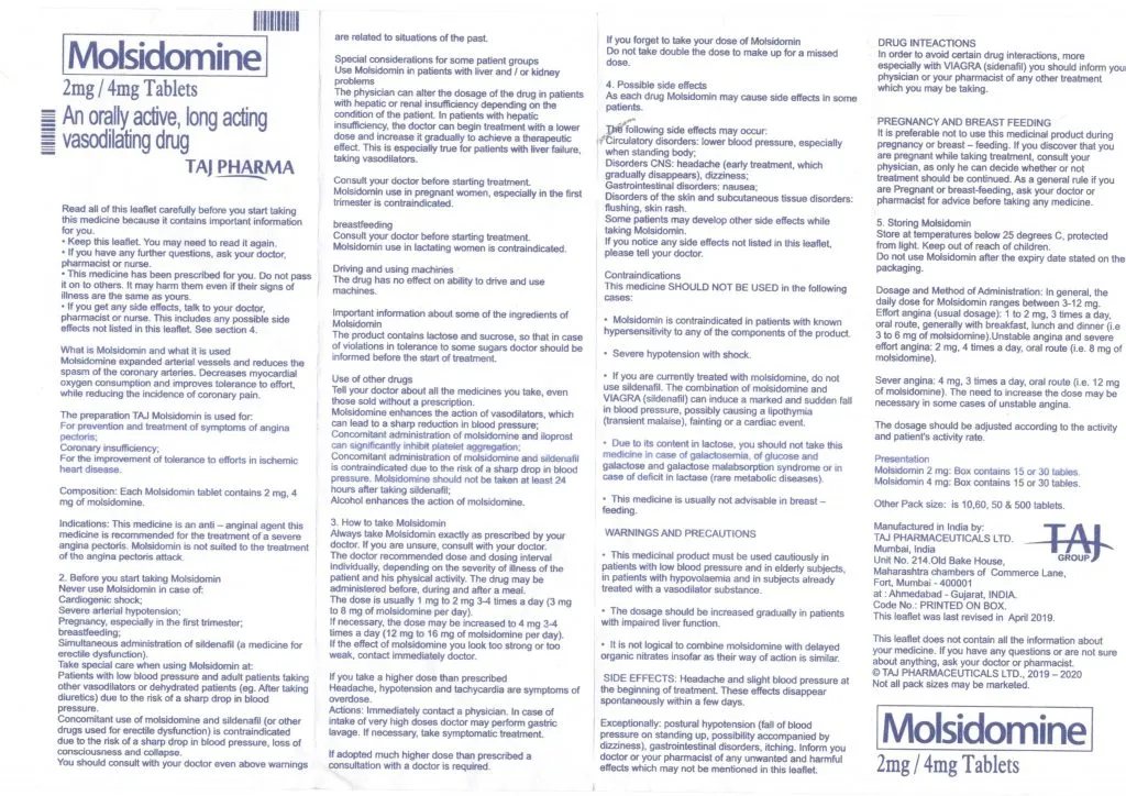 Molsidomine Drug Information, Uses, Side Effects, Chemistry