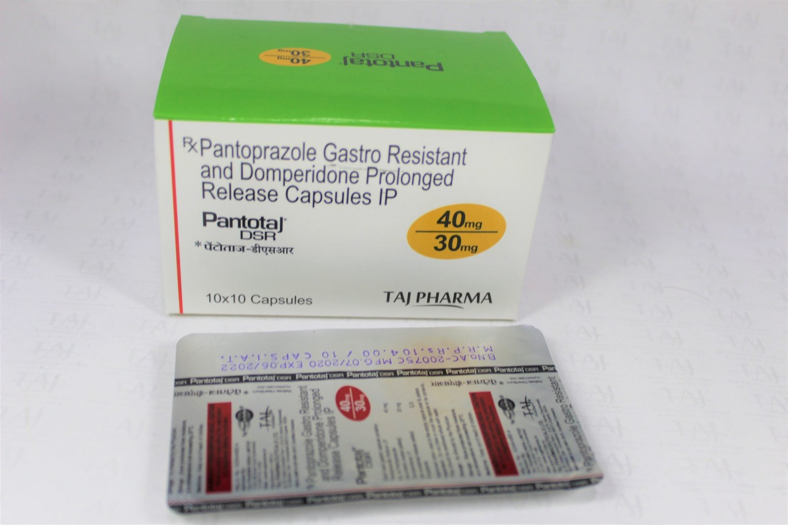 Taj Pharmaceuticals is reputed manufacturer and Pantoprazole Gastro-resistant and Domperidone Prolonged-release Capsules IP (PantoTaj DSR) suppliers in India prefer Taj Pharmaceuticals due to the reliability and purity of products.