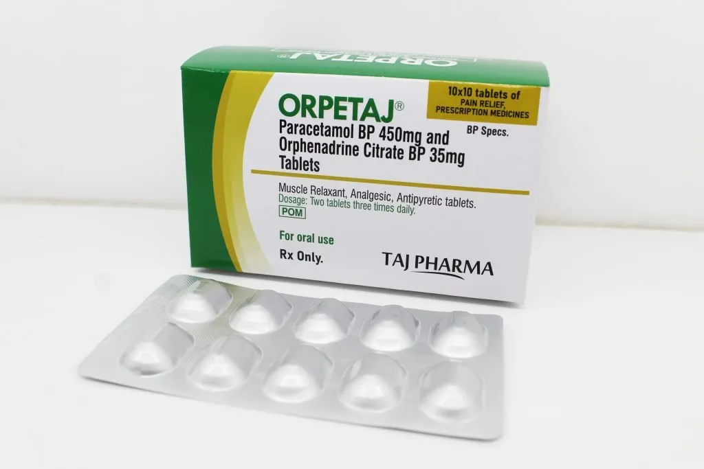 Paracetamol 450mg and Orphenadrine Citrate 35mg Tablets PAN India Manufacturer