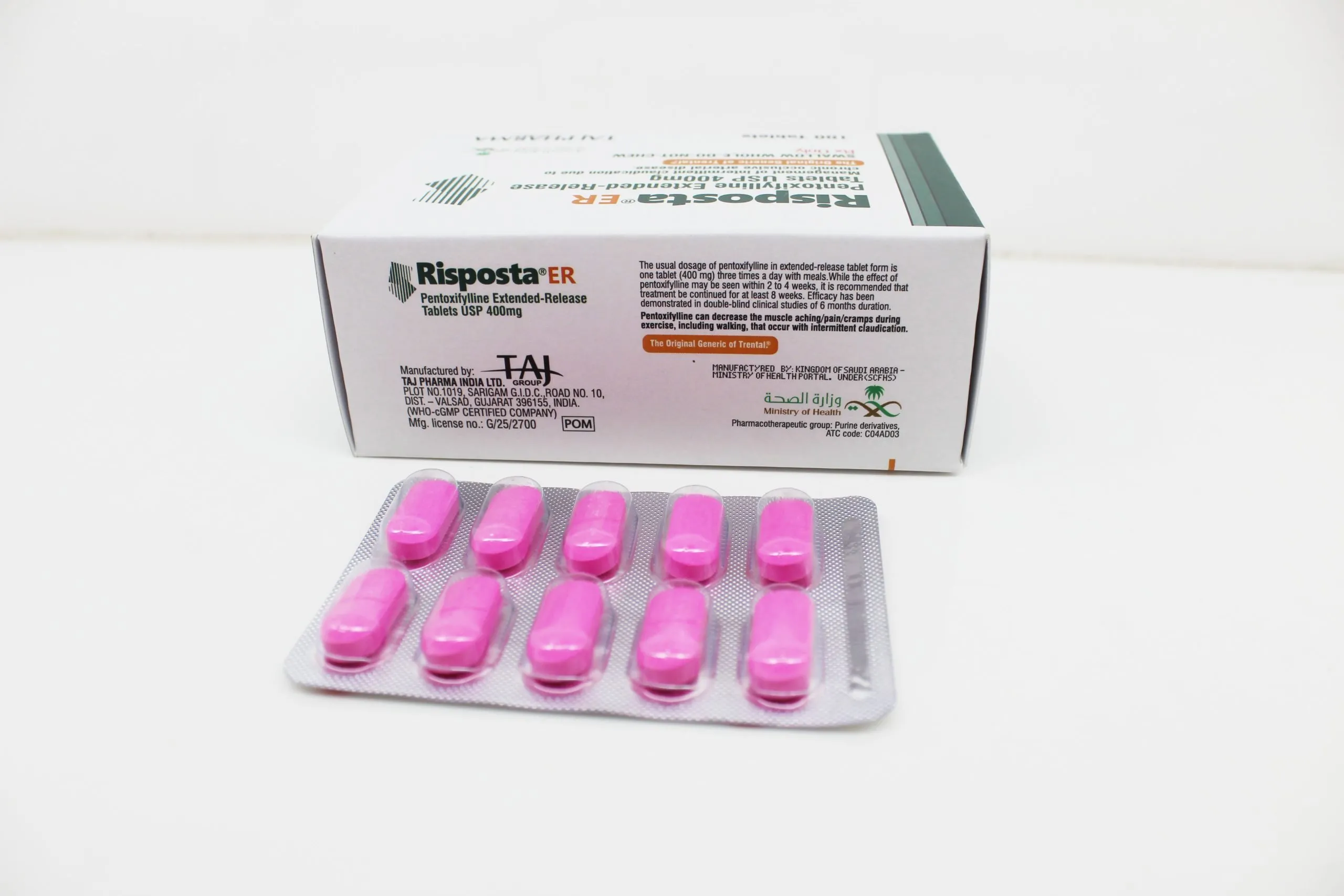 Pentoxifylline Extended-Release 400mg Tablets, Suppliers, Exporters in India