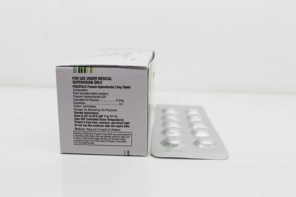Prazosin Hcl 2.5mg Tablets Manufacturer & Supplier