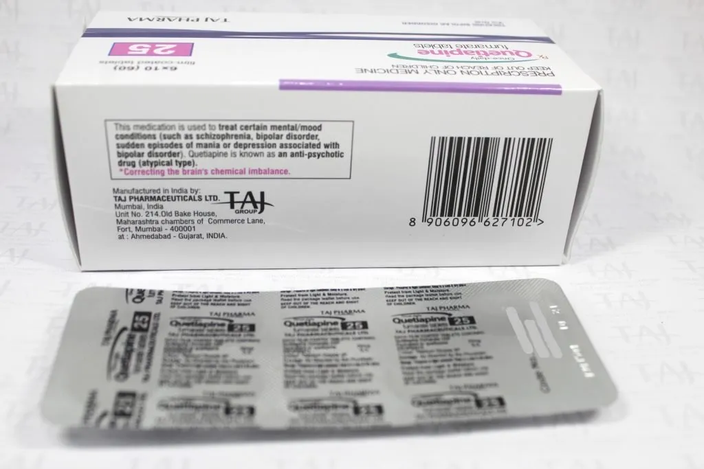 Quetiapine fumarate tablets 25mg Taj Pharmaceuticals