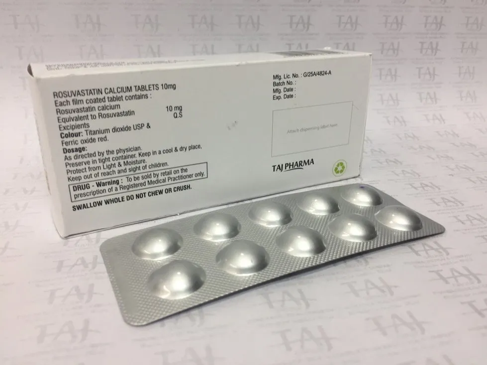 Rosuvastatin Calcium Tablets 10mg– Manufacturers – Taj Pharma, Suppliers Rosuvastatin Calcium Tablets 10mg & Rosuvastatin Calcium Tablets 10mg Exporters in India Find here information of Rosuvastatin Calcium Tablets 10mg selling companies Taj Pharmaceuticals for your buy requirements. Rosuvastatin Calcium Tablets- 10mg Taj Pharma