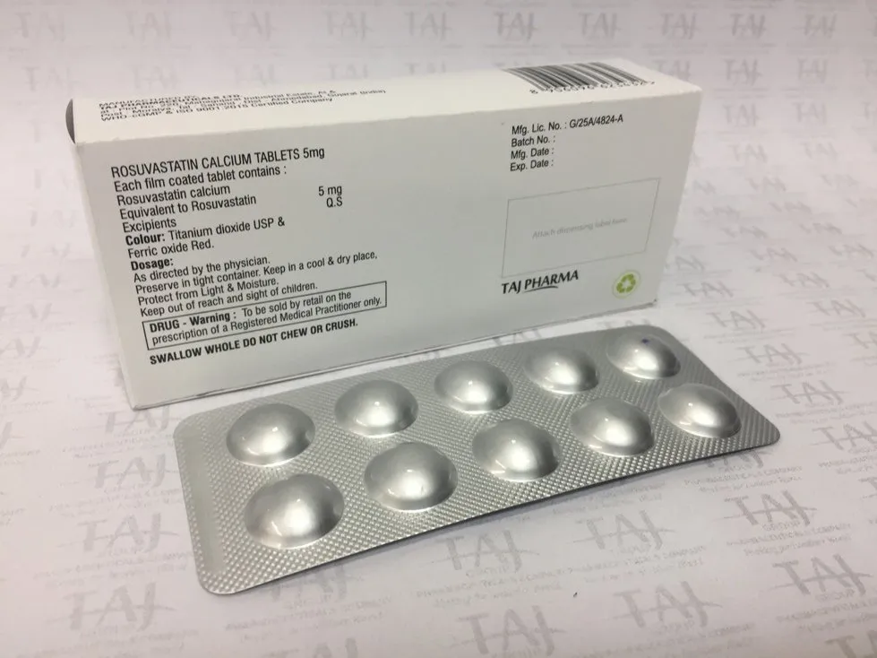 Rosuvastatin Calcium Tablets 5mg– Manufacturers – Taj Pharma, Suppliers Rosuvastatin Calcium Tablets 5mg & Rosuvastatin Calcium Tablets 5mg Exporters in India Find here information of Rosuvastatin Calcium Tablets 5mg selling companies Taj Pharmaceuticals for your buy requirements. Rosuvastatin Calcium Tablets- 5mg Taj Pharma