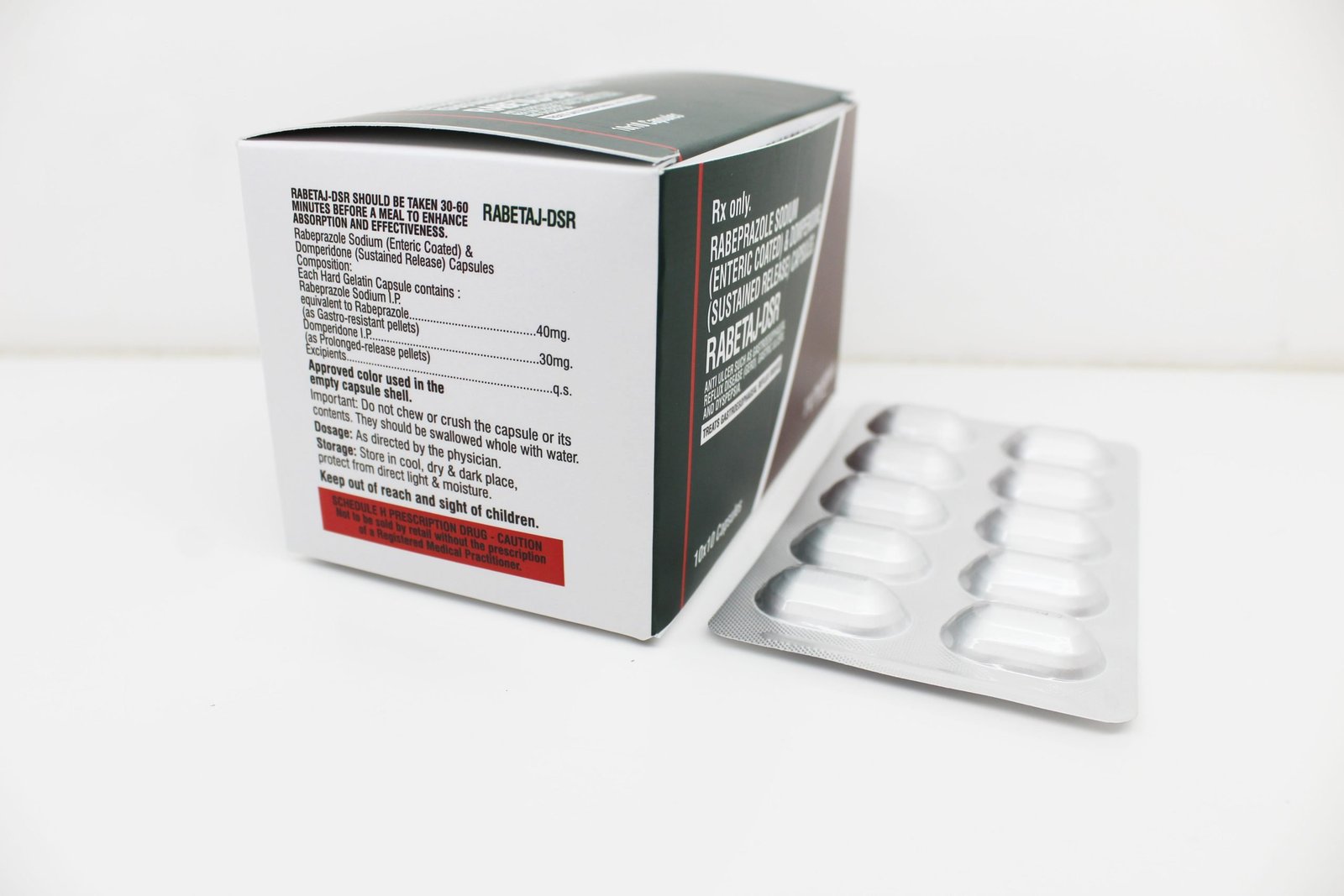Rabeprazole (EC)40mg + Domperidone (SR)30mg Capsules Manufacturer from Mumbai