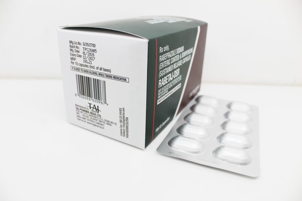 Rabeprazole (EC)40mg + Domperidone (SR)30mg Capsules Manufacturers PAN India Suppliers Exporters
