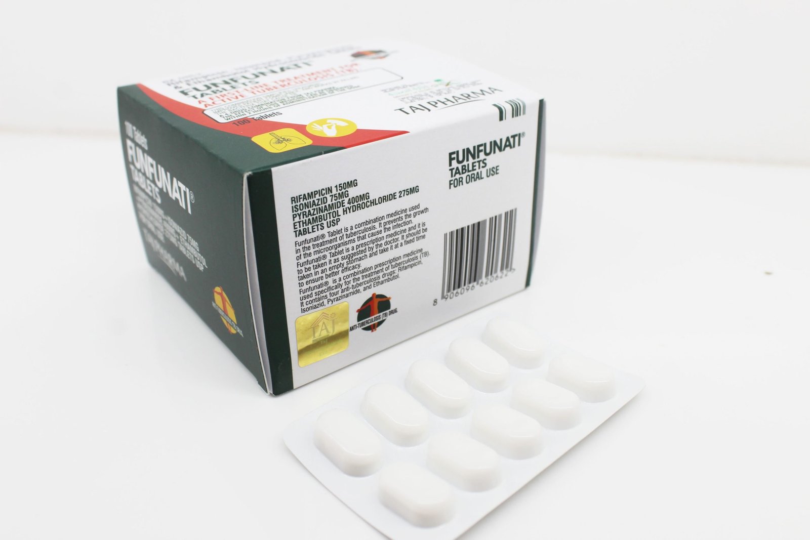 Rifampicin 150mg, Isoniazid 75mg, Pyrazinamide 400mg & Ethambutol Hydrochloride 275mg Tablets Best Price in Mumbai Maharashtra