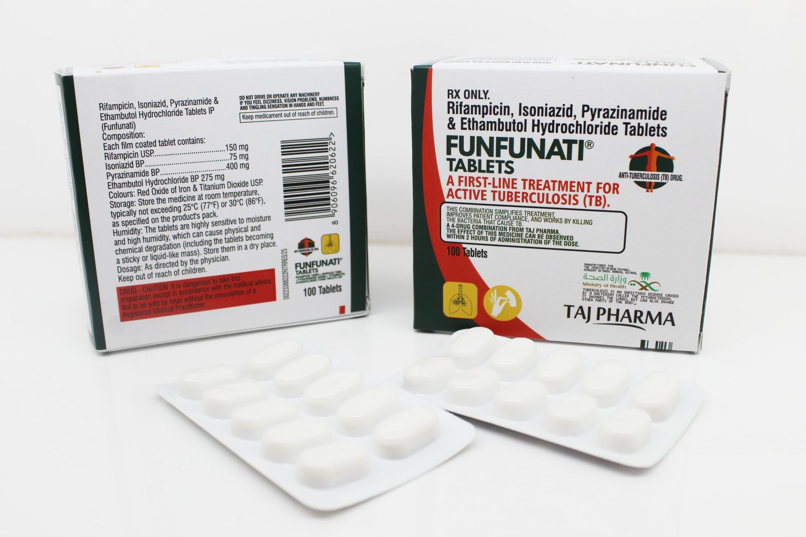 Rifampicin 150mg, Isoniazid 75mg, Pyrazinamide 400mg & Ethambutol Hydrochloride 275mg Tablets, Suppliers, Exporters in India