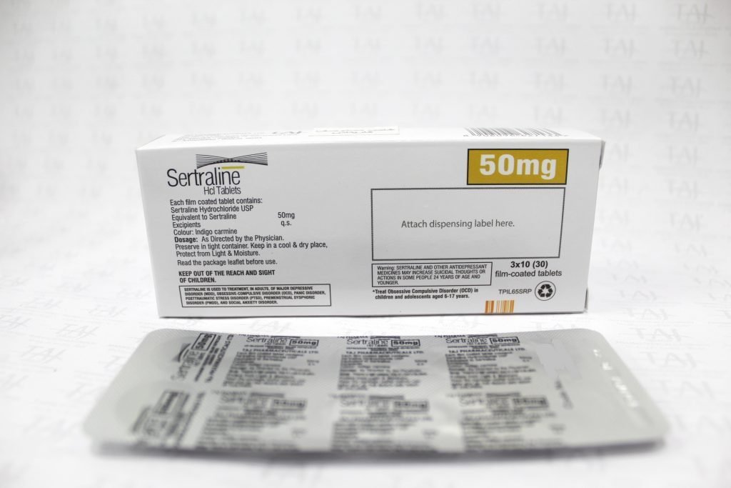 Sertraline Hcl film coated tablets 50mg Taj Pharma Mumbai