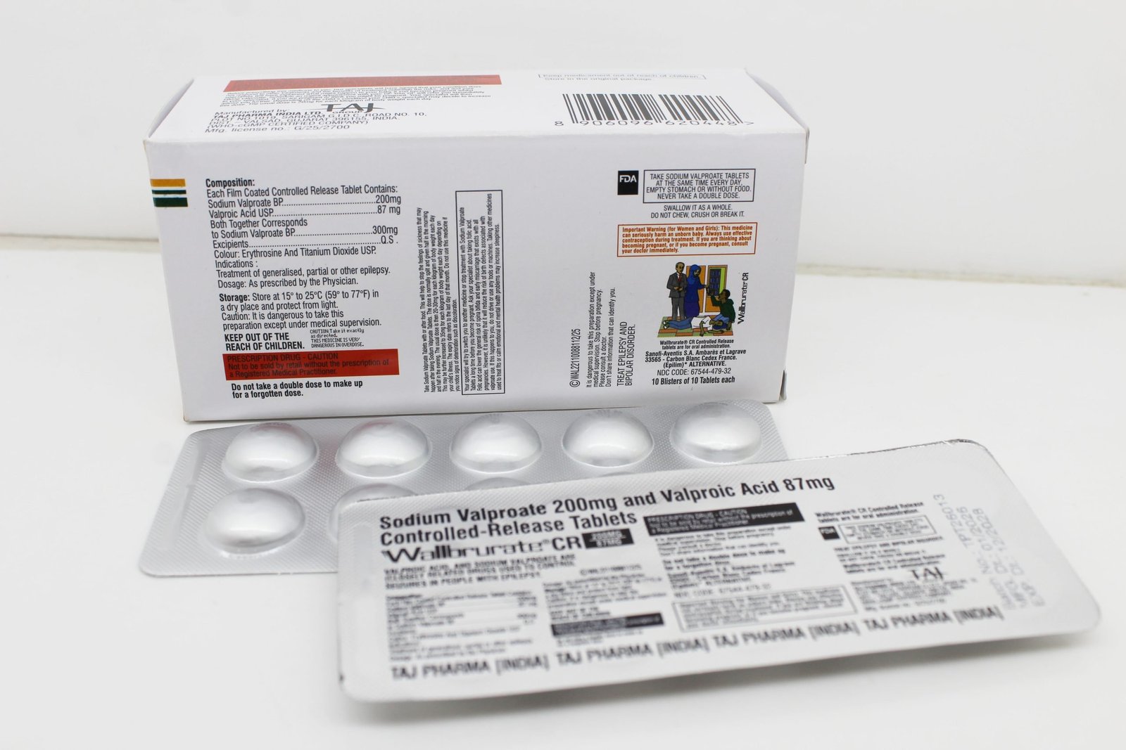 Sodium Valproate 200mg and Valproic Acid 87mg Controlled-Release Tablets Manufacturers PAN India, Suppliers