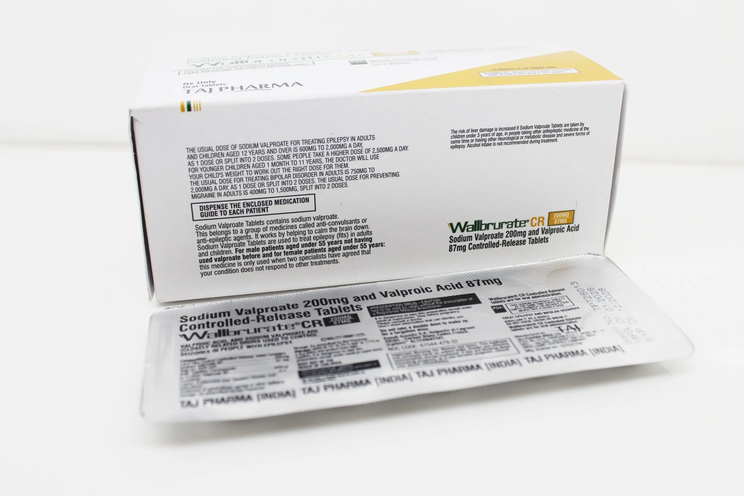 Sodium Valproate 200mg and Valproic Acid 87mg Tablets Manufacturer Vapi, Gujarat