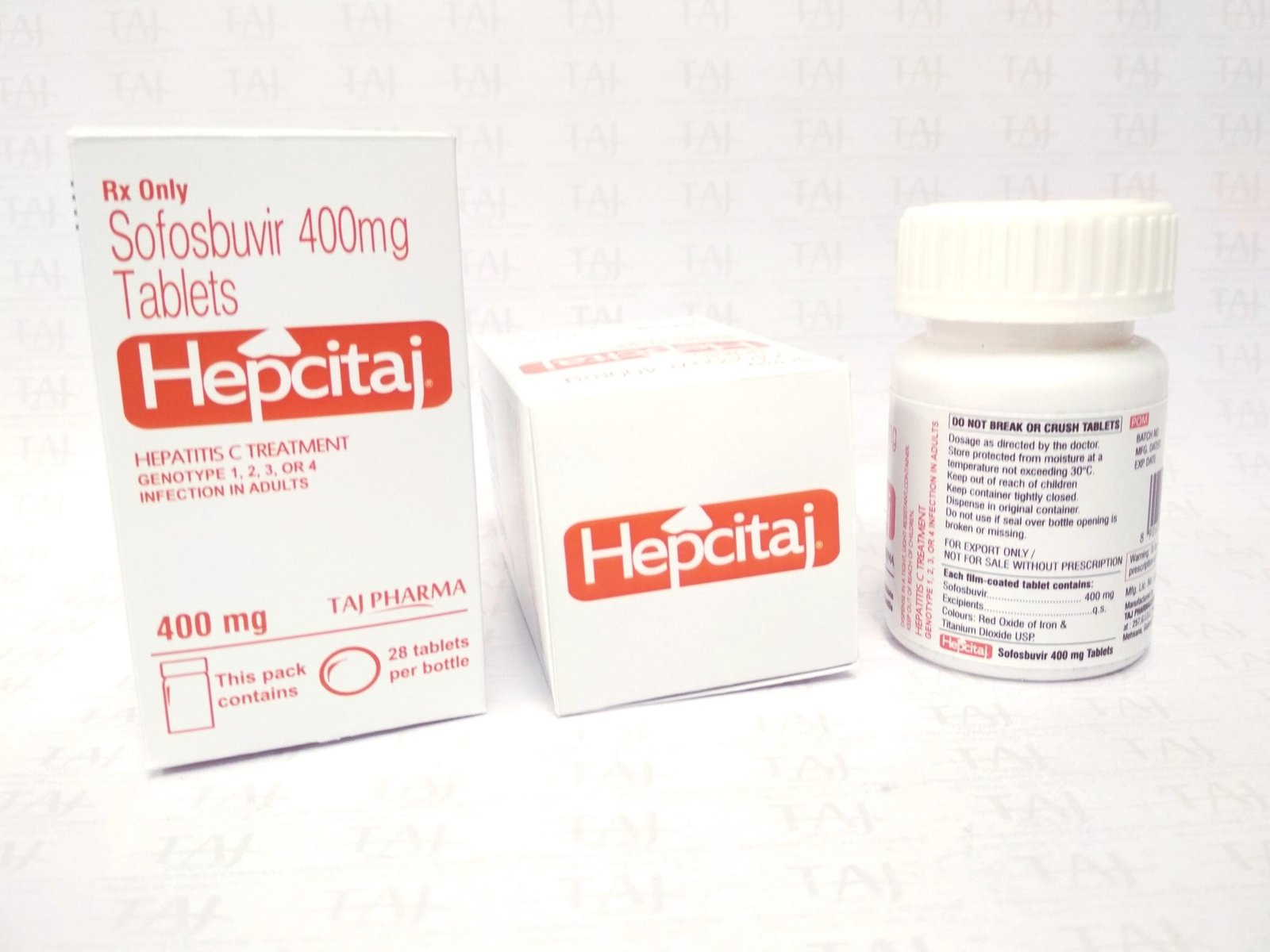 Sofosbuvir Tablets 400mg (HEPCITAJ) Taj Pharma FDA approved, Sofosbuvir Tablets 400mg (HEPCITAJ) Taj Pharma manufacturers, suppliers & exporters in India. Get contract manufacturing for Sofosbuvir Tablets 400mg (HEPCITAJ) Taj Pharma, Find best price for Sofosbuvir Tablets 400mg (HEPCITAJ) Taj Pharma generic drug and Sofosbuvir Tablets 400mg (HEPCITAJ) Taj Pharma generic version available at best price from GMP approved manufacturer