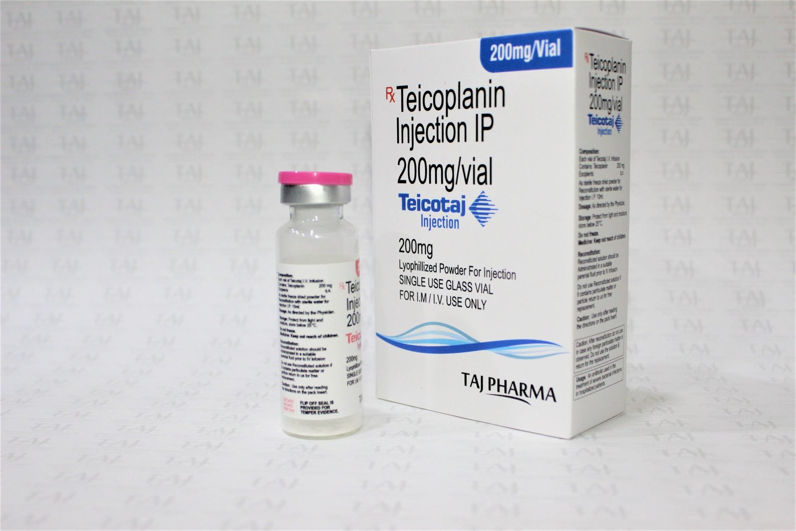 WHO-GMP Certified Teicoplanin injection IP 200 mg, Teicoplanin injection IP 200 mg manufacturers, Teicoplanin injection IP 200 mg exporters, Teicoplanin injection IP 200 mg suppliers, Teicoplanin injection IP 200 mg manufacturers Taj Pharma, best price Teicoplanin injection IP 200 mg