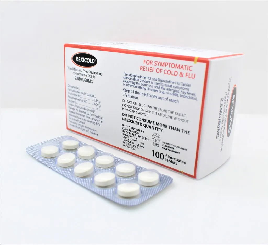 Triprolidine + Pseudoephedrine HCL Tablet (60mg+2.5mg) PCD Pharma Franchise Manufacturer and Supplier