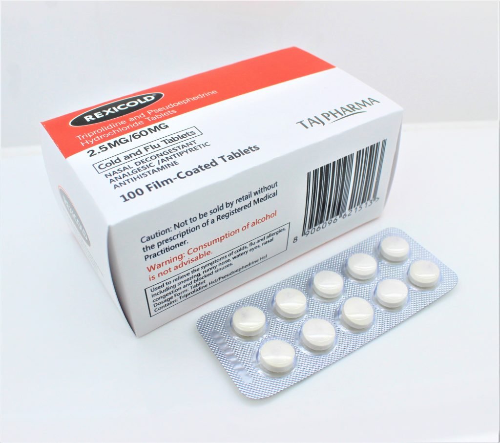 Triprolidine + Pseudoephedrine HCL Tablet (60mg+2.5mg) Manufacturer Supplier PCD Pharma Franchise