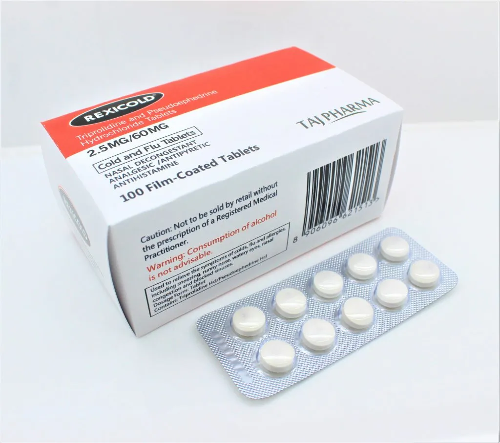 Triprolidine + Pseudoephedrine HCL Tablet (60mg+2.5mg) Manufacturer Supplier PCD Pharma Franchise
