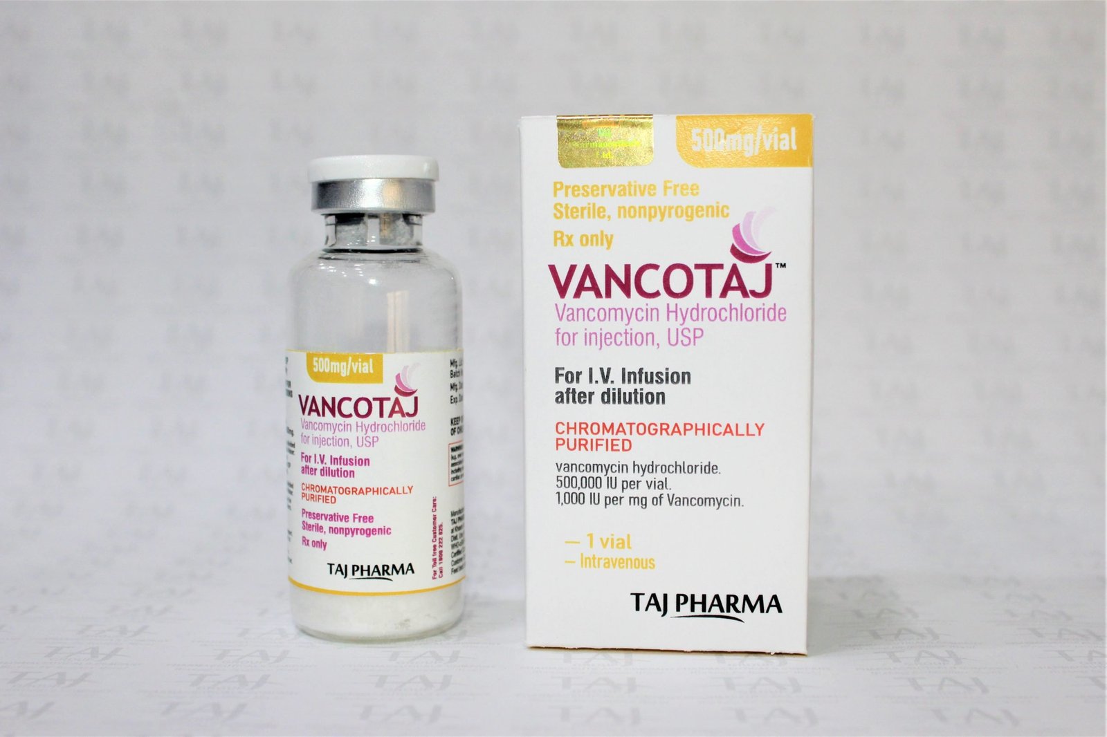 Vancomycin Hydrochloride Injection 500 mg Suppliers, Exporters, India, Vancomycin Hydrochloride Injection 500 mg - Manufacturer Exporter Supplier in Mumbai India, Vancomycin Hydrochloride Injection 500 mg Manufacturer Exporter and Supplier in Mumbai India- Taj Pharmaceuticals is a best Manufacturer Exporter and Supplier of Vancomycin Hydrochloride Injection 500 mg in Mumbai, Vancomycin Hydrochloride Injection 500 mg Supplier