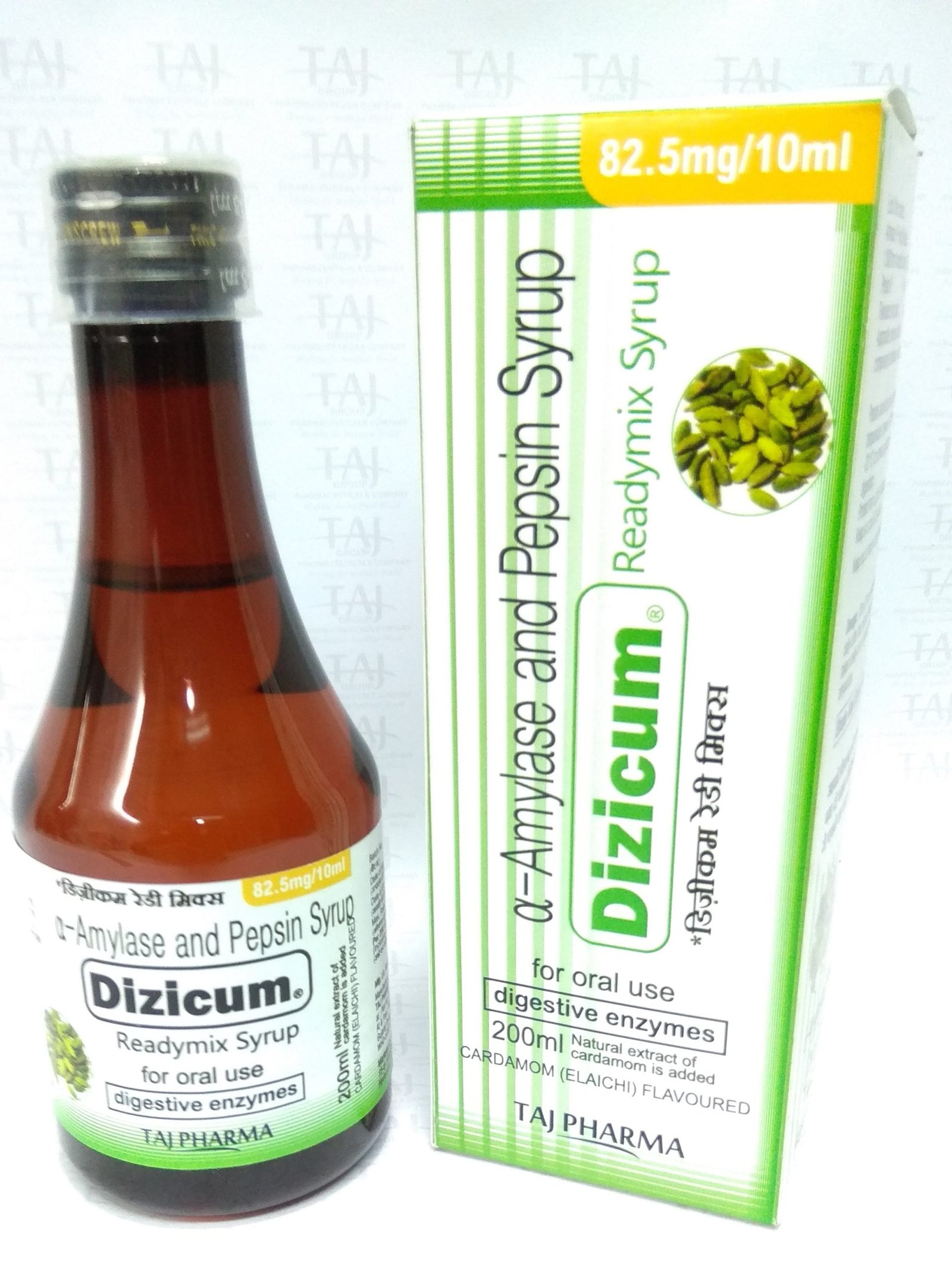 Alpha amylase And Pepsin Syrup (DIZICUM) Readymix Taj Pharma Manufacturer in India gives the assurance of high-quality and purity. The company carries the rich experience in the niche manufacturing of Alpha amylase And Pepsin Syrup (DIZICUM) Readymix Taj Pharma. Taj Pharmaceuticals is reputed manufacturer and Alpha amylase And Pepsin Syrup (DIZICUM) Readymix Taj Pharma suppliers in India.