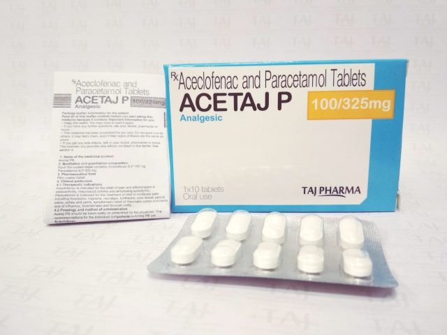 Aceclofenac and Paracetamol Tablets 100mg+325mg (ACETAJ P)