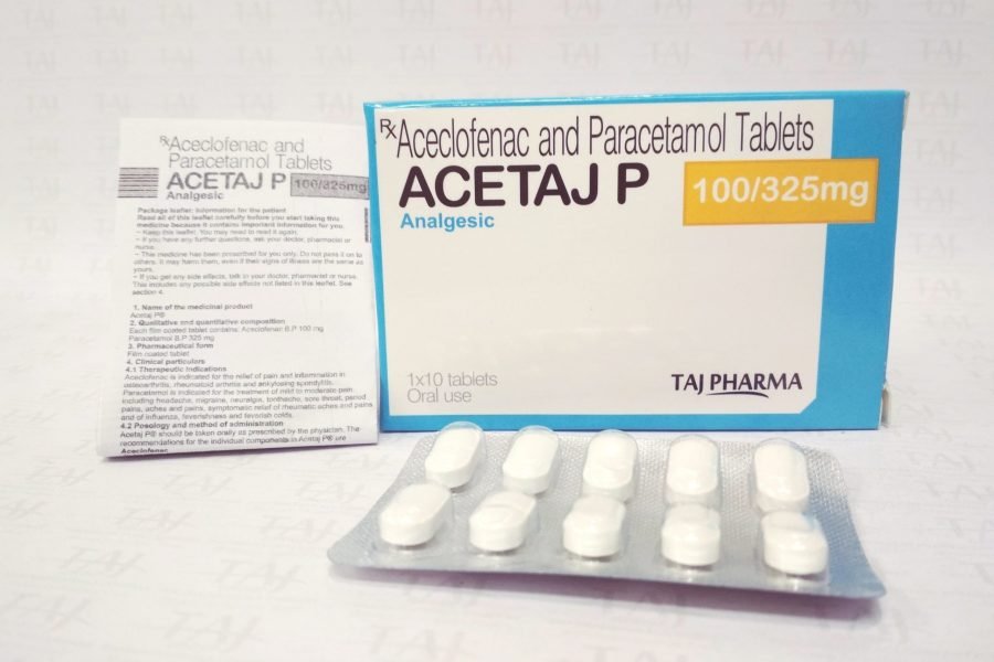 Aceclofenac and Paracetamol Tablets 100mg+325mg (ACETAJ P)