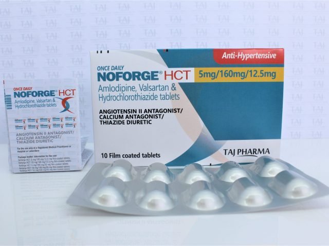 Amlodipine, Valsartan and Hydrochlorothiazide Tablets USP (5mg+160mg+12.5mg) Noforge