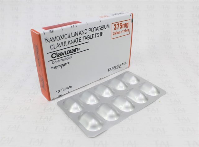 Amoxicillin and Clavulanate Potassium Tablets USP 250mg/125mg Taj Pharma