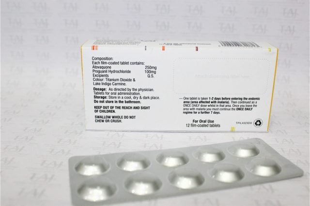 Atovaquone and Proguanil Hydrochloride Tablet 250mg+100mg